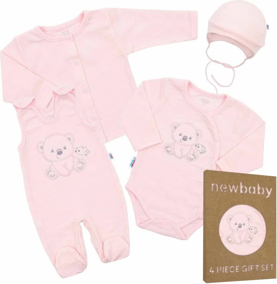Set bebesh/materniteti, New Baby, Sweet Bear Maternity Kit, 4-pjesësh, madhësia 62 (3-6m), rozë