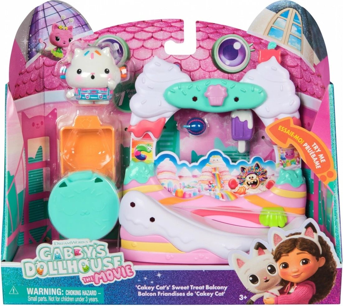 Set lojërash, Gabby's Dollhouse Spin Master, 6074162 Cakey Cat Sweet Treat Balcony, për shtëpinë e kukullave, pa bateri, set