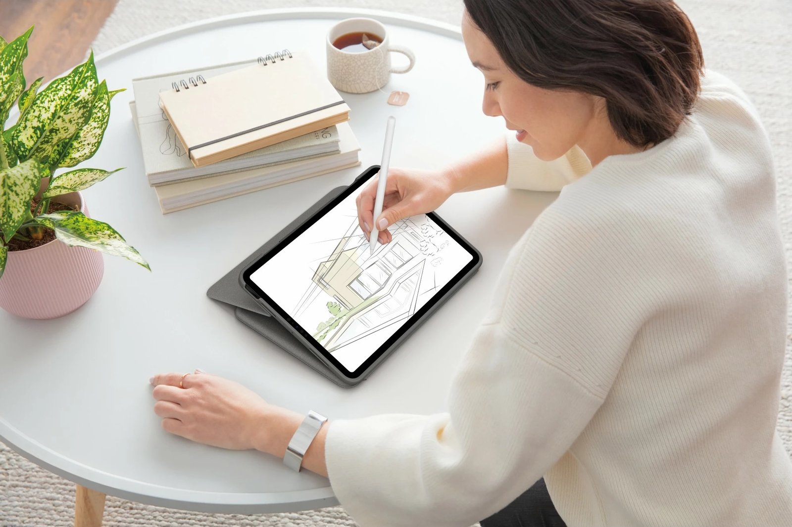 Tastierë me mbështjellës Logitech Folio Touch për iPad Air 4th Gen, gri