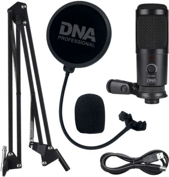 Set mikrofonësh DNA PROFESSIONAL CM USB KIT, me USB, për podcast, i zi