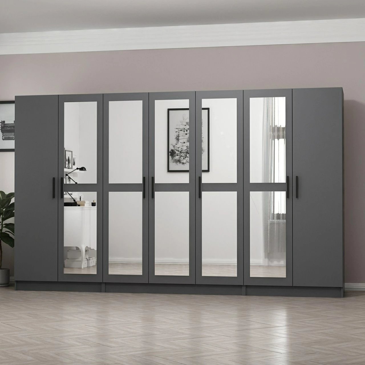 Dollap i madh për dhomë gjumi, ngjyrë antracit, Skye Decor, 4992