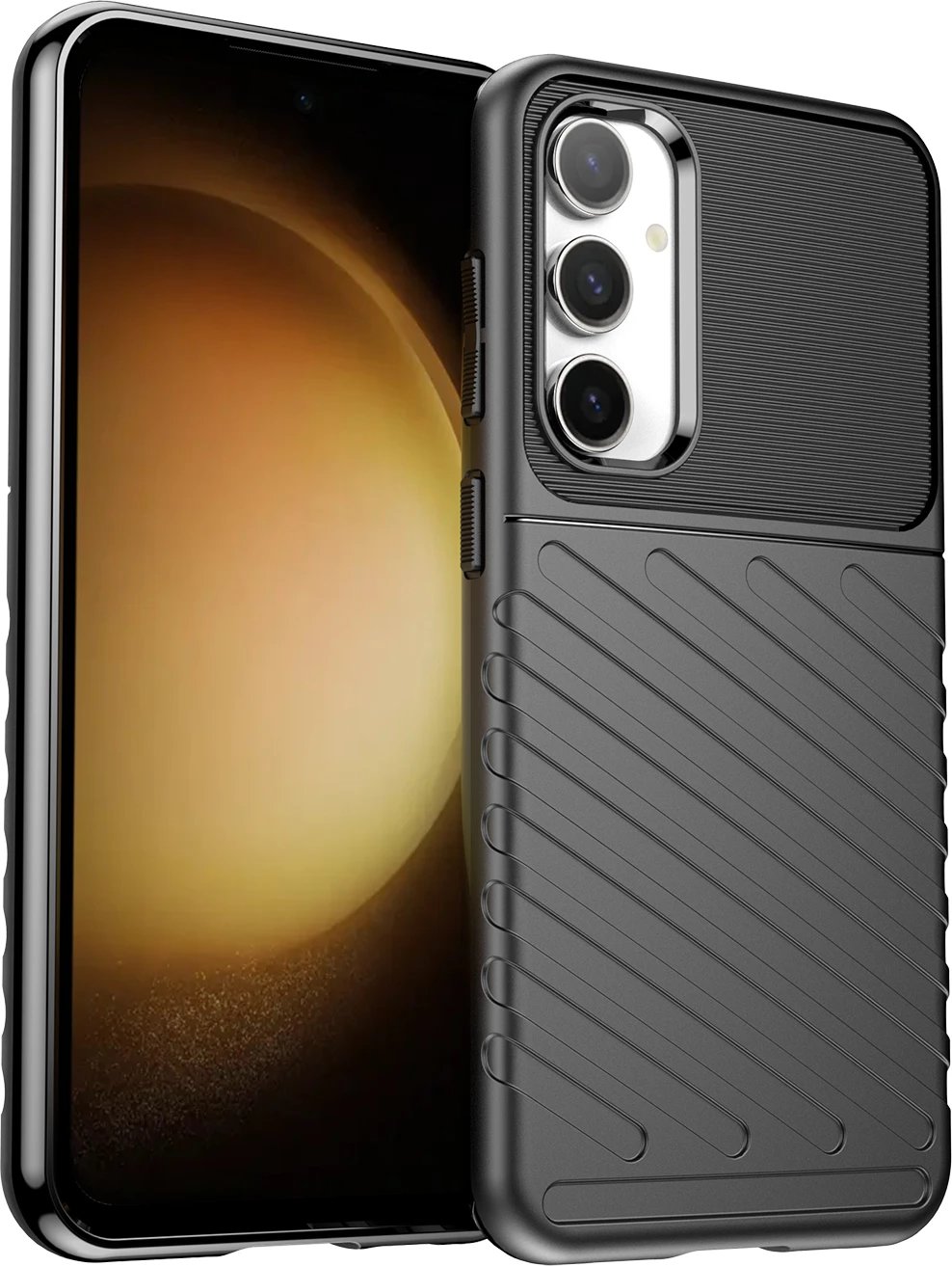 Mbështjellës Hurtel Thunder Case për Samsung Galaxy S23 FE, TPU, zi