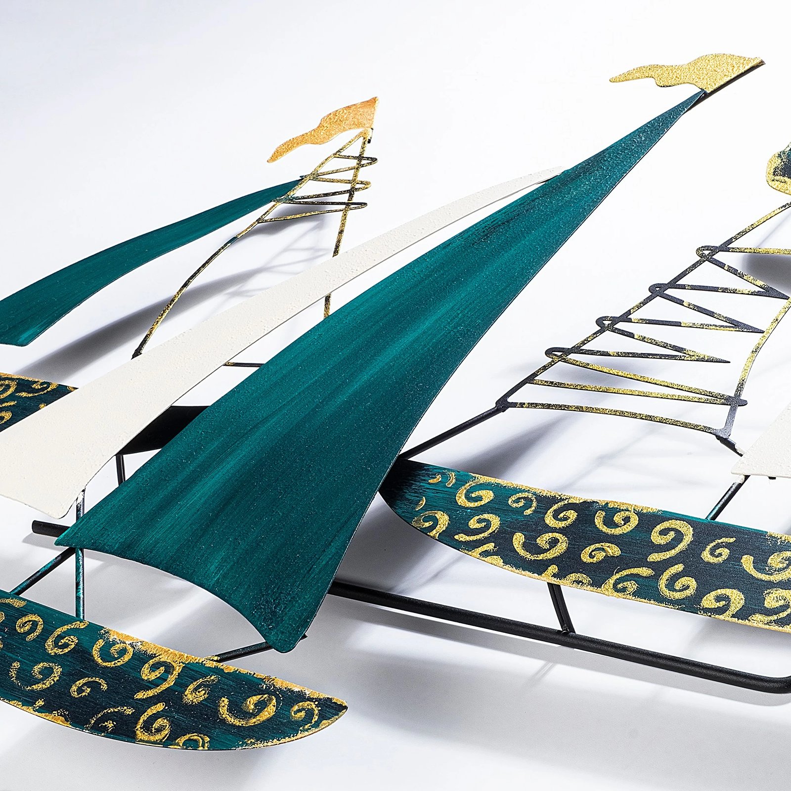 Aksesor dekorativ metalik për mur, Wallity Kadırga 2, shumëngjyrësh, 77x91cm