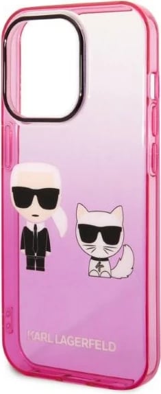 Mbështjellës Karl Lagerfeld Ikonik Karl & Choupette për iPhone 14 Pro 6.1", Rozë