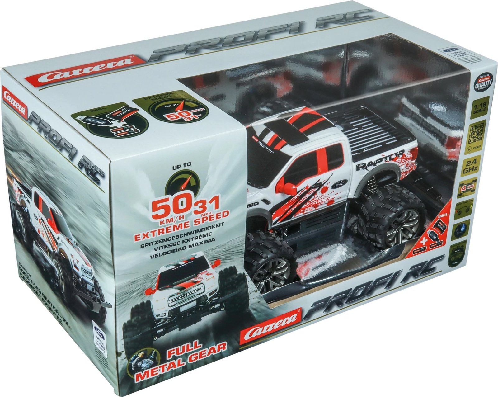 Makina me telekomandë Carrera Ford F-150 Raptor, 2.4GHz, e bardhë