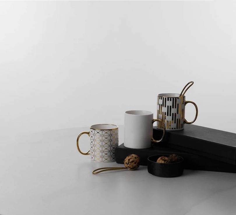 Filxhan Goldie, porcelan New Bone China, i bardhë me të artë, 8x8x10 cm Filxhan Goldie, porcelan New Bone China, i bardhë me të artë, 8x8x10 cm