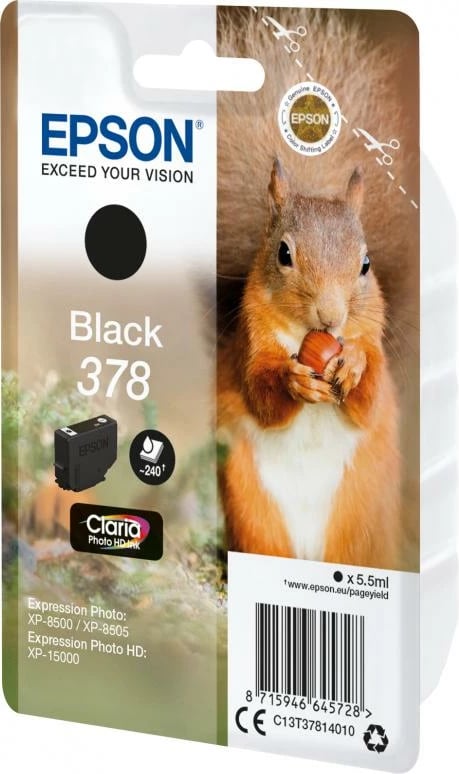 Kartush bojë, Epson, 378 (C13T37814010), Claria Photo HD, 6.5 ml, i zi