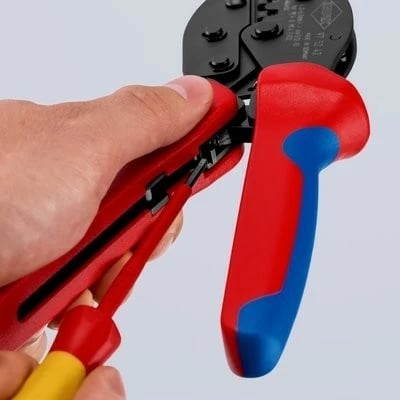 Vegël krimpimi Knipex PreciForce MC4/EVO2, doreza kuqe/blu