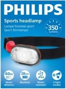 Dritë koke, Philips, SFL3000H/10, 350 lm, 3x AAA, IP44, e zezë/kuqe