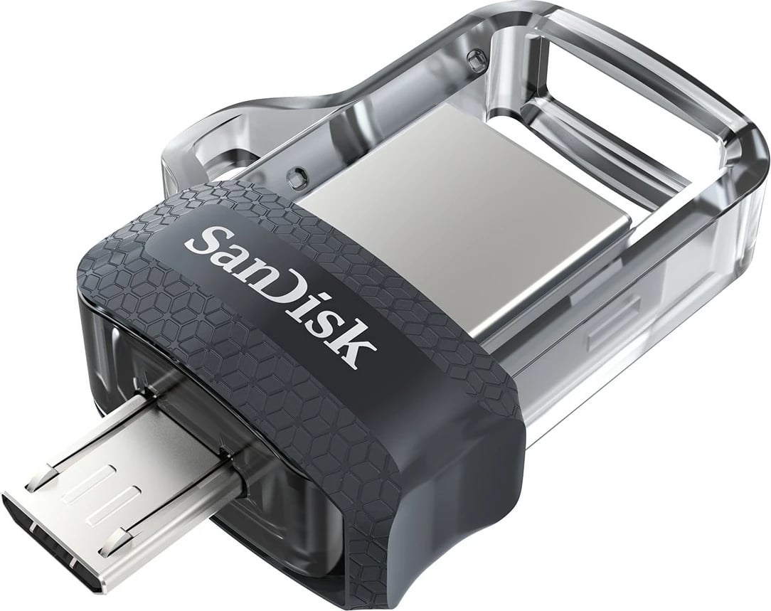 USB Sandisk Ultra Dual m3.0, 256 GB, i zi, argjend, transparent