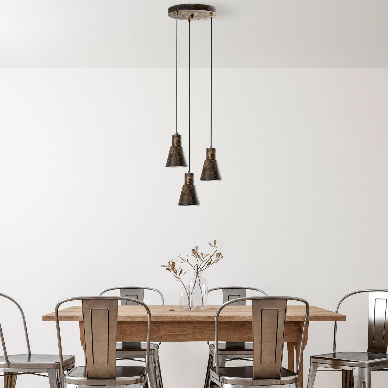 Llambë tavani Opviq, KONIKKEM-6357-3-RETRO, metal, ngjyrë antike, lartësi e rregullueshme, 40cm