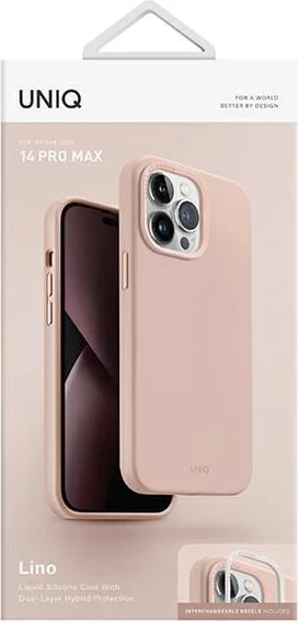 Mbështjellës UNIQ Lino për iPhone 14 Pro Max, Rozë