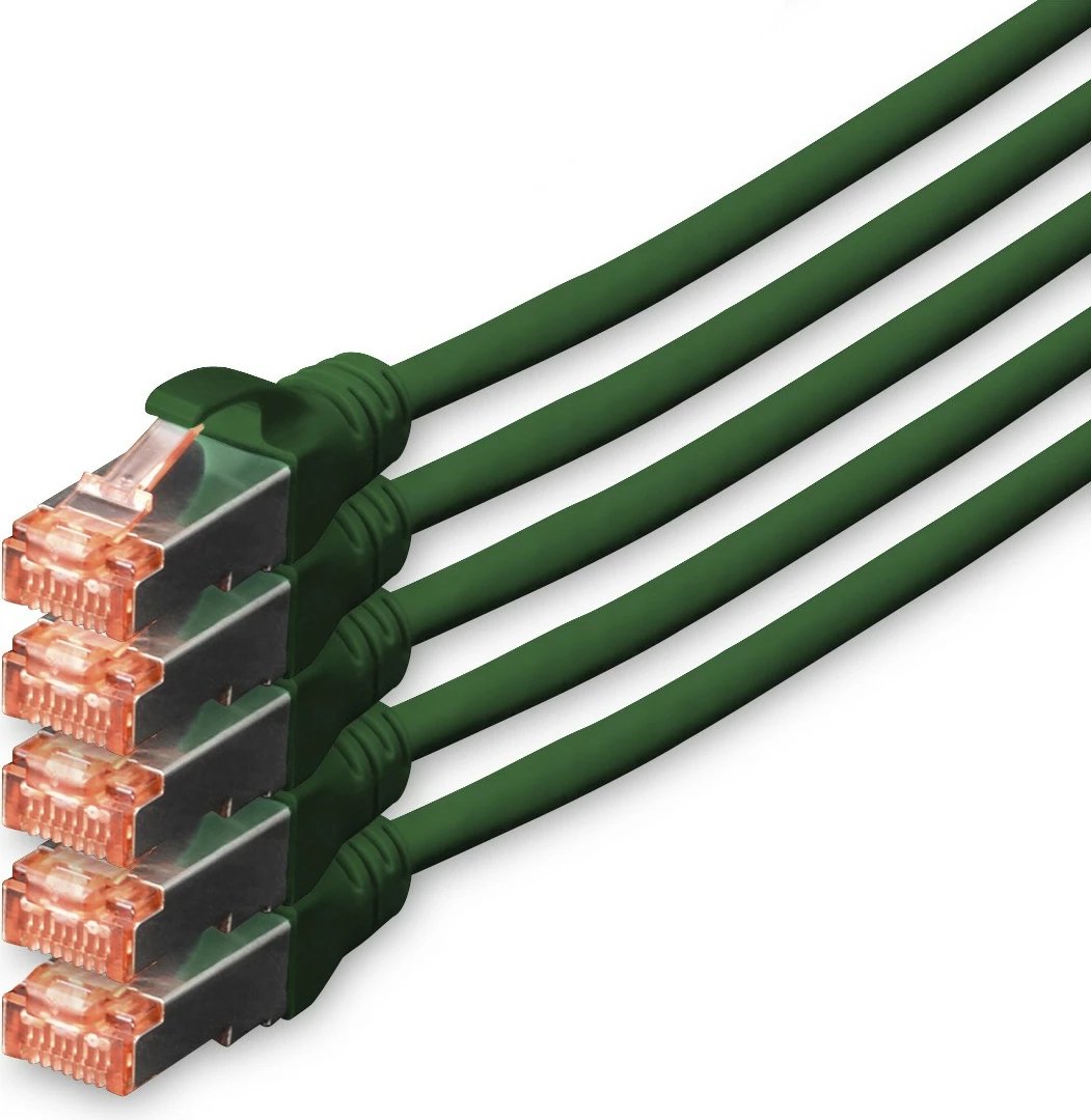 Kabllo rrjeti Digitus Cat6, 10m, S/FTP, set 5 copë, ngjyrë e gjelbër