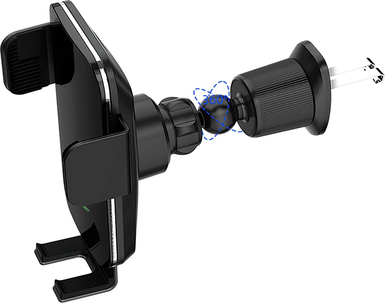 Mbajtës telefoni me karikues wireless Wozinsky WEDZ-3Y8S për veturë, 15W, i zi