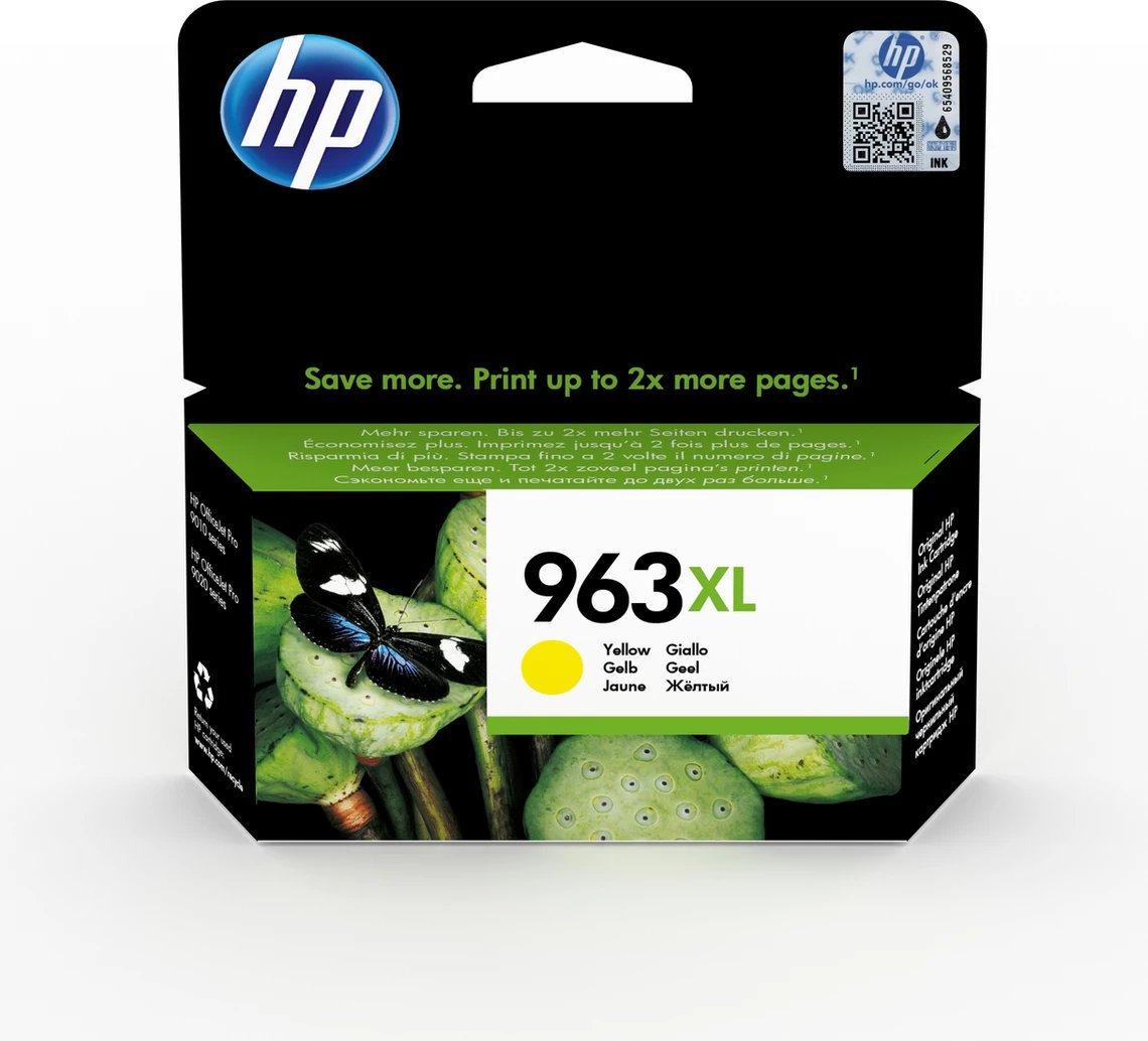 Fishek boje, HP, 963XL 3JA29AE, 22.92 ml, rendiment 1600 faqe, XL, e verdhë