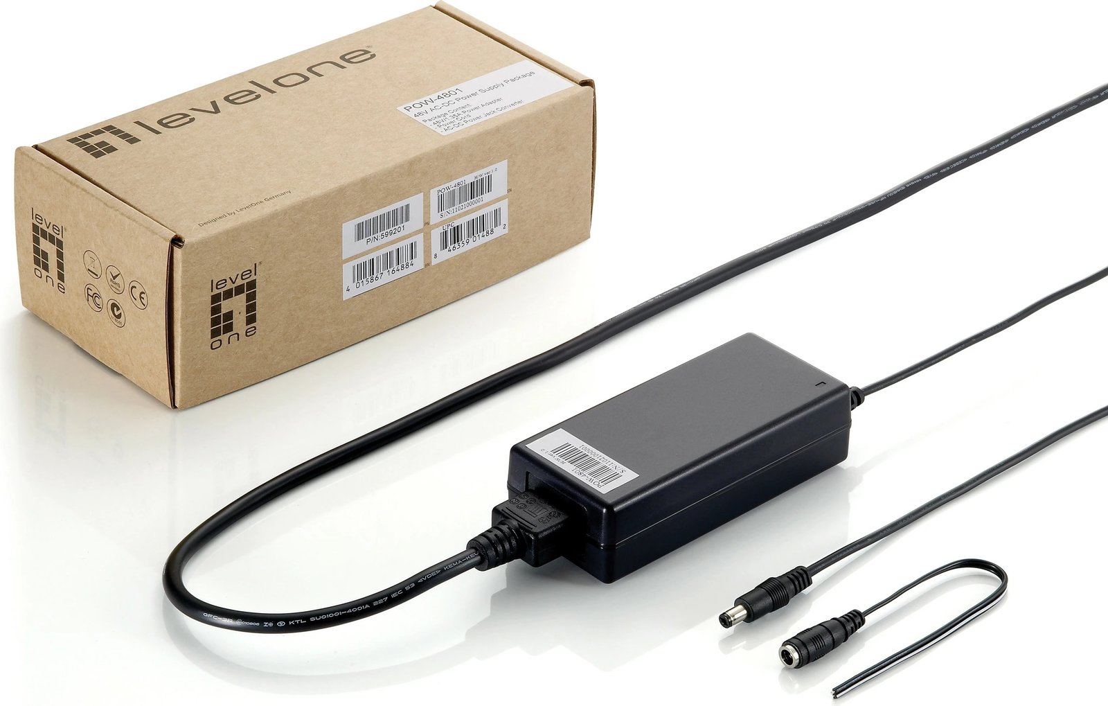 Adapter rryme LevelOne POW-4801, 48V, 64W, për switch rrjeti, i zi