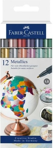 Set markerash metalikë Faber-Castell 160713, 12 copë, shumëngjyrësh, majë 1.5 mm