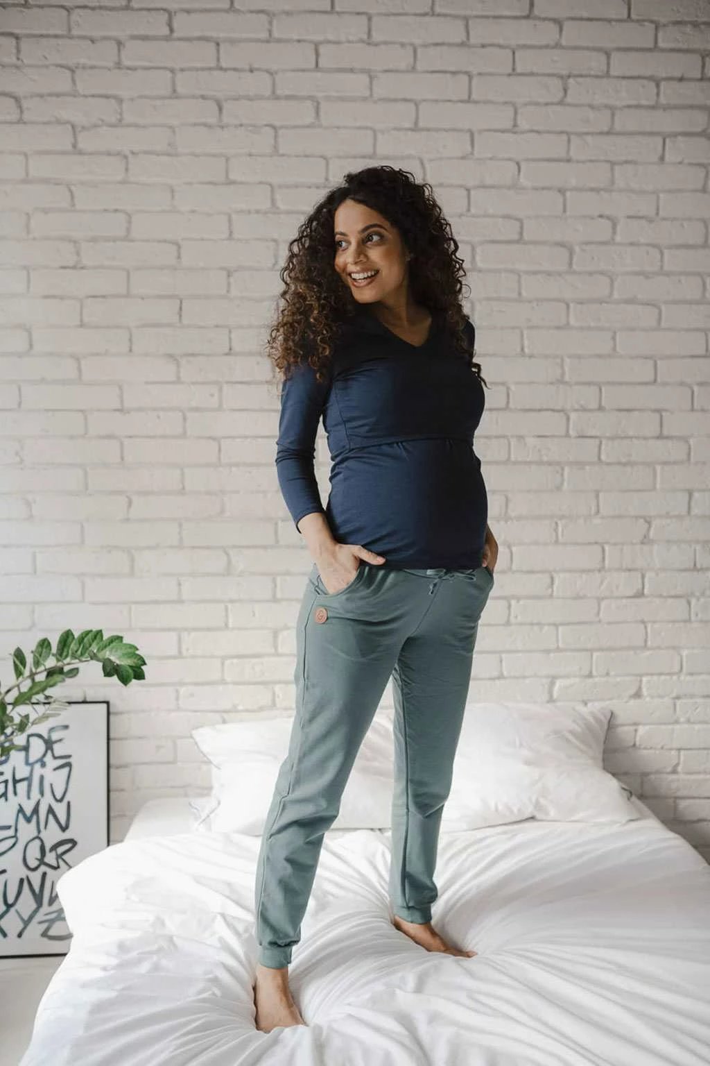 bluzë shtatzënie dhe gjidhënie, milk & love, Milk Shirt, pambuk 92% me elastan 8%, dekolte V, mëngë 7/8, madhësi XL, beige