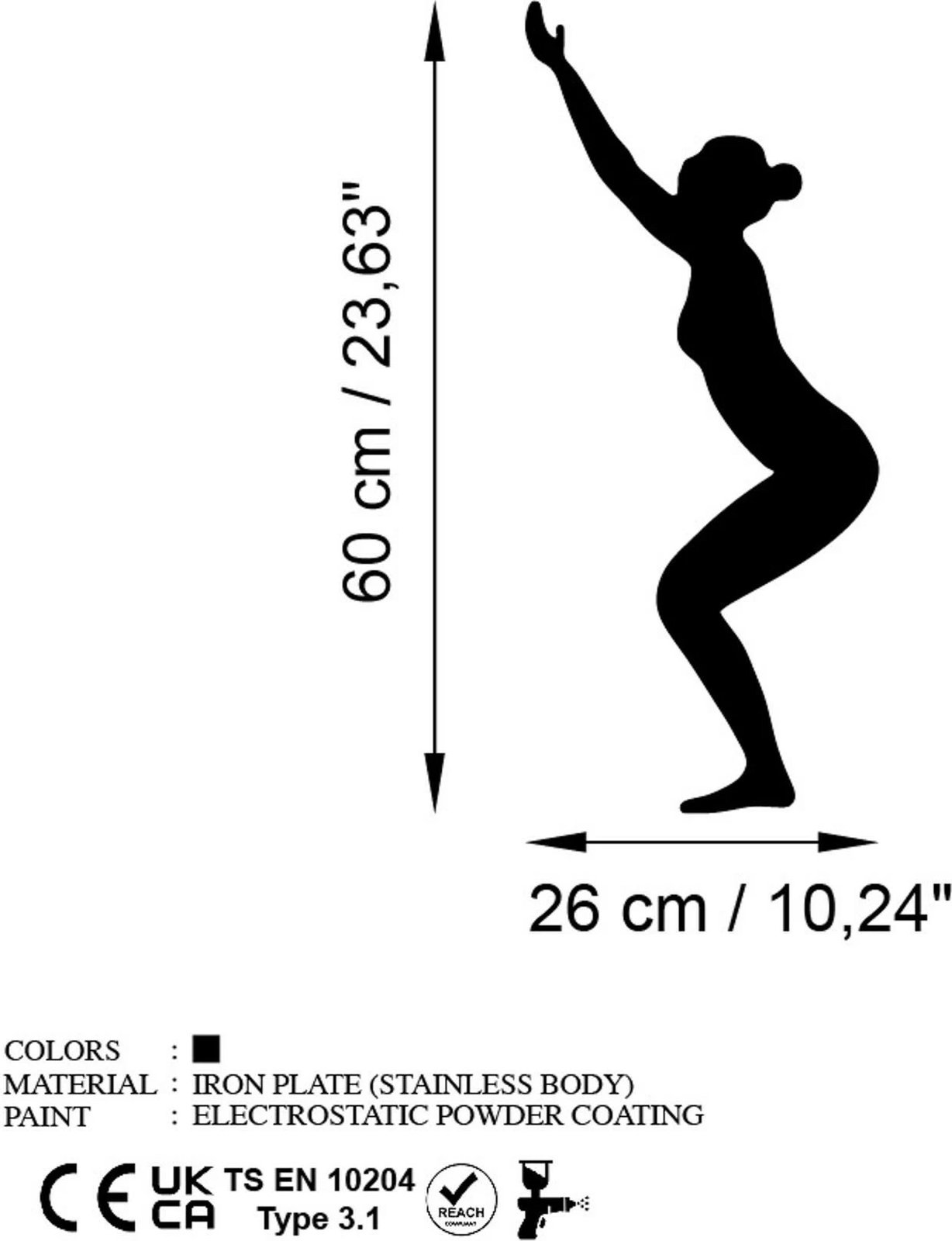 Aksesor dekorativ metalik për mur, Wallity, Yoga 20