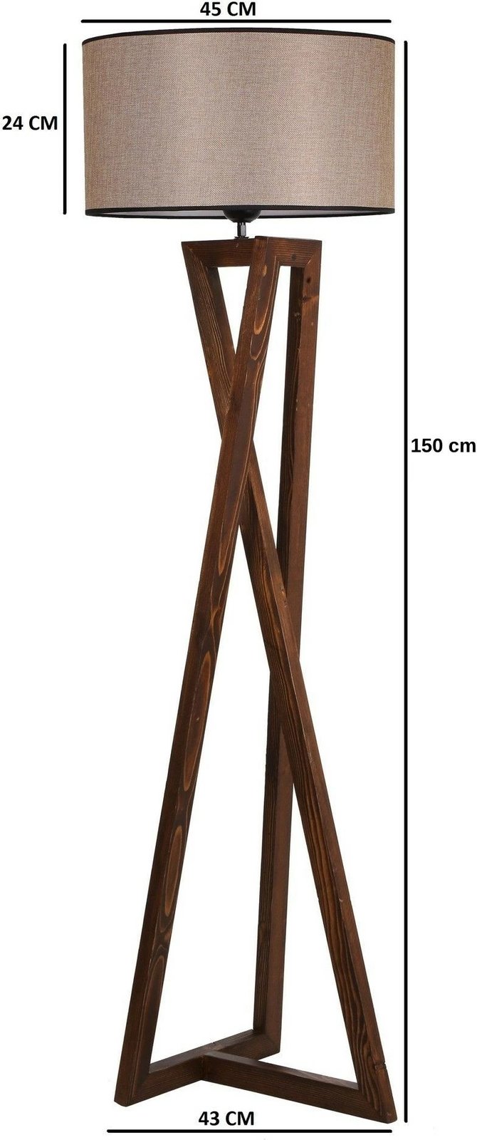 Llambë dyshemeje Opviq, trup druri, abazhuri cilindrik, ngjyrë arre