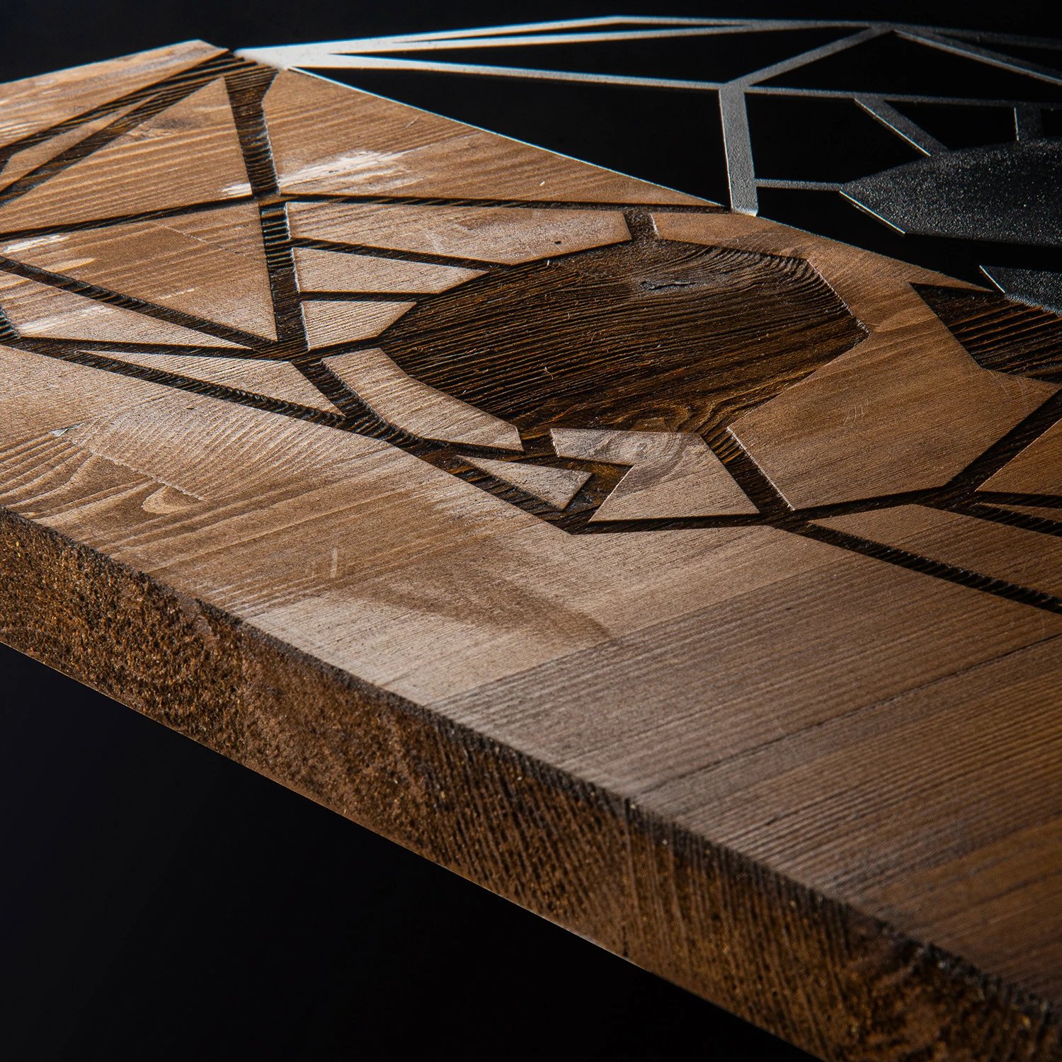 Aksesor dekorativ muri, dru dhe metal, dizajn kafke, Wallity, ngjyrë e zezë dhe arre, 44x58cm