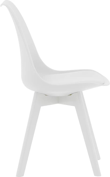 Karrige Gaston PP-PU, këmbë druri, e bardhë