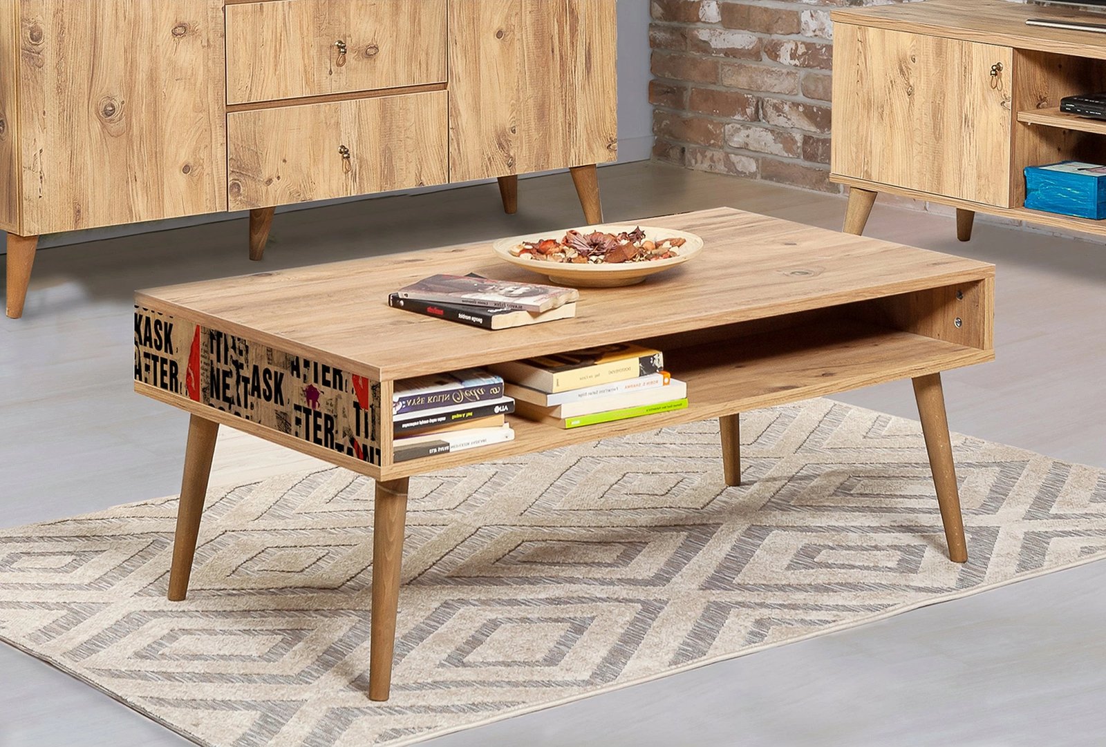 Tavolinë kafeje 2-shkallëshe, Skye Decor, ngjyrë Atlantic Pine, e zezë dhe e kuqe, Viva - 766