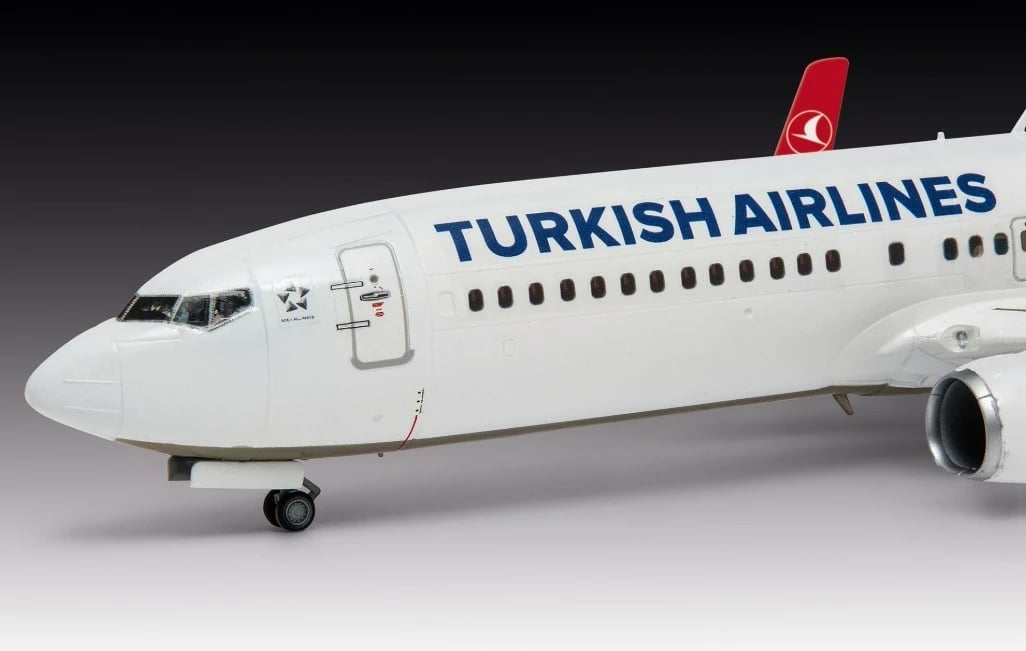 Komplet model plastik Revell Boeing 737-800 Turkish Airlines, 1:144, 63 pjesë, Bardhë/Kuqe