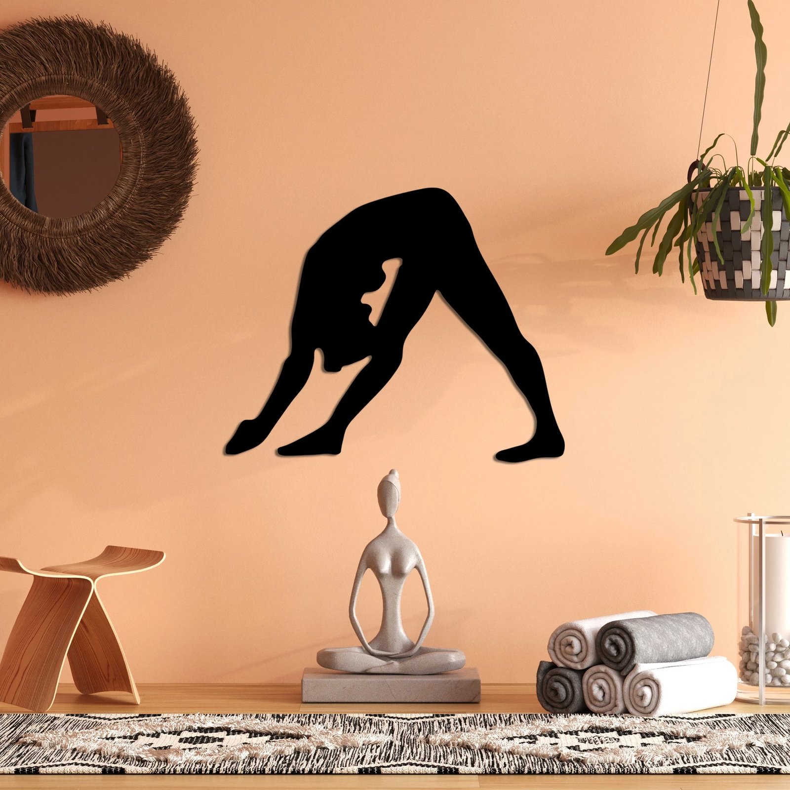 Aksesor muri dekorativ prej metali, Wallity Yoga 14, ngjyrë e zezë, 55x45cm