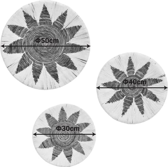 Dekor muror Circy, set 3 copësh, thurje shkopi, ngjyrë e zezë-bezhë