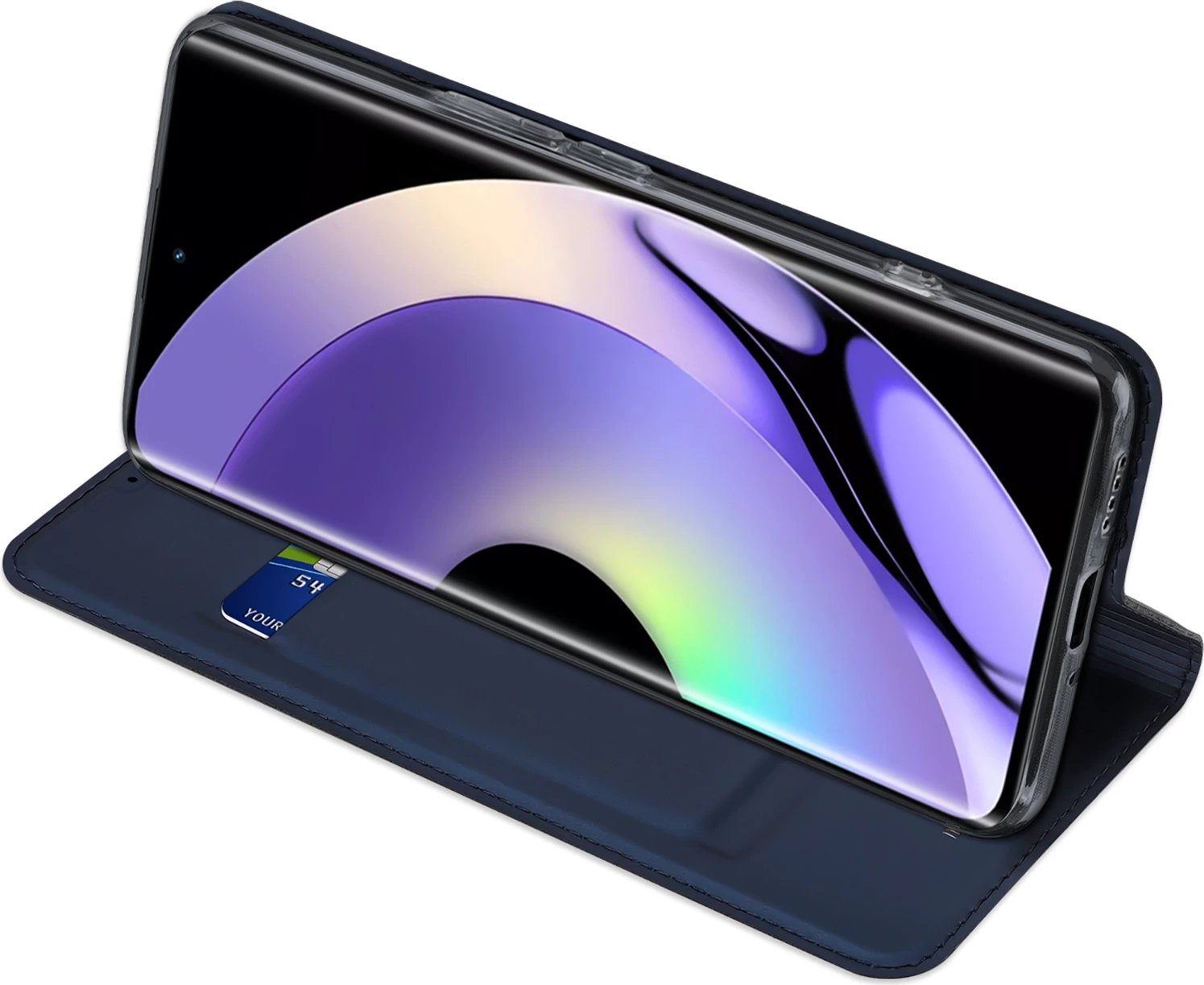 Mbështjellës Dux Ducis Skin Pro për Realme 10 Pro+, me kapak, xhep për kartela, qëndrim, kaltër Mbështjellës Dux Ducis Skin Pro për Realme 10 Pro+, me kapak, xhep për kartela, qëndrim, kaltër