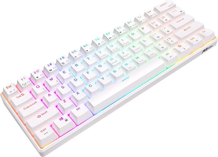 Tastierë mekanike Royal Kludge RK61, 61 taste, RGB, brown switch, e bardhë