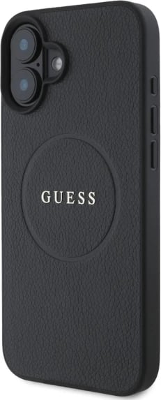 Mbështjellës Guess Grained Ring MagSafe për iPhone 16, i zi Mbështjellës Guess Grained Ring MagSafe për iPhone 16, i zi