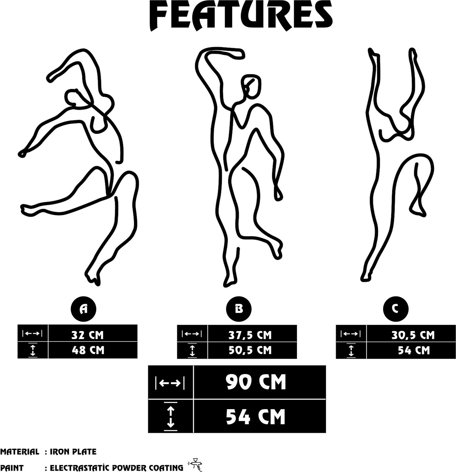 Aksesor dekorativ metalik për mur, Wallity, Famiglia