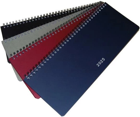 Planifikues javor NEXT 2025, klasik, spiral, 14x30cm, gri/blu/burgundy/e zezë
