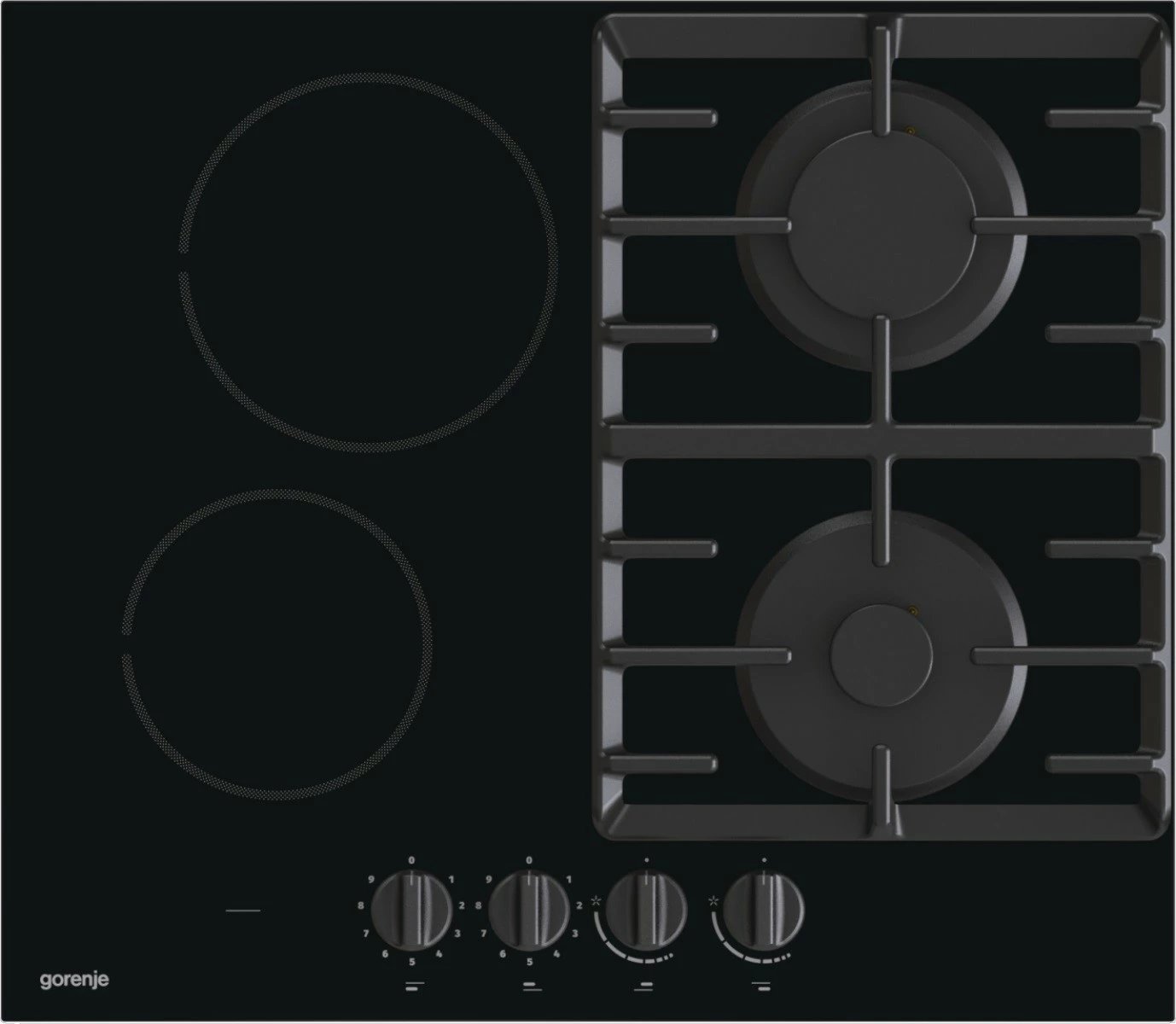 Pllakë gatimi Gorenje GCE691BSC, kombinim gaz-qeramik, 4 zona, e zezë
