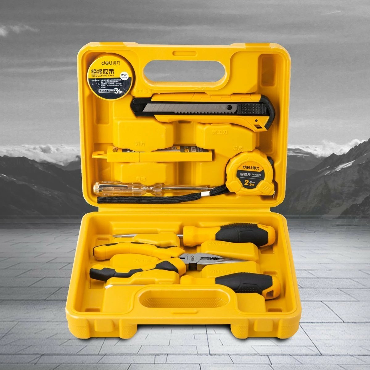 Set veglash Deli Tools EDL1008J, 8 copë, e verdhë