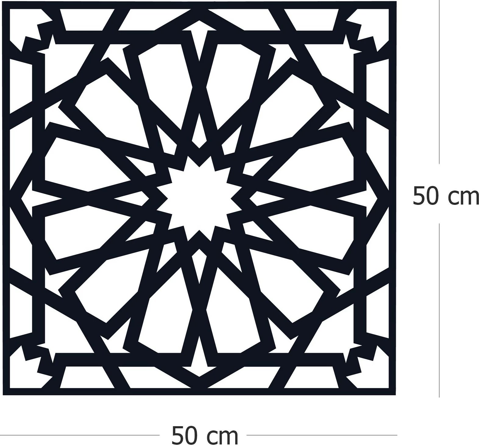 Aksesor dekorativ metalik për mur, Wallity, Pamukkale, ngjyrë e zezë, 50x50cm