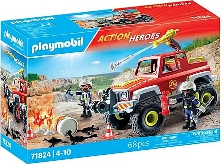 Set lodrash Playmobil Action Heroes 71824, kamion zjarri, 68 pjesë, kuqe