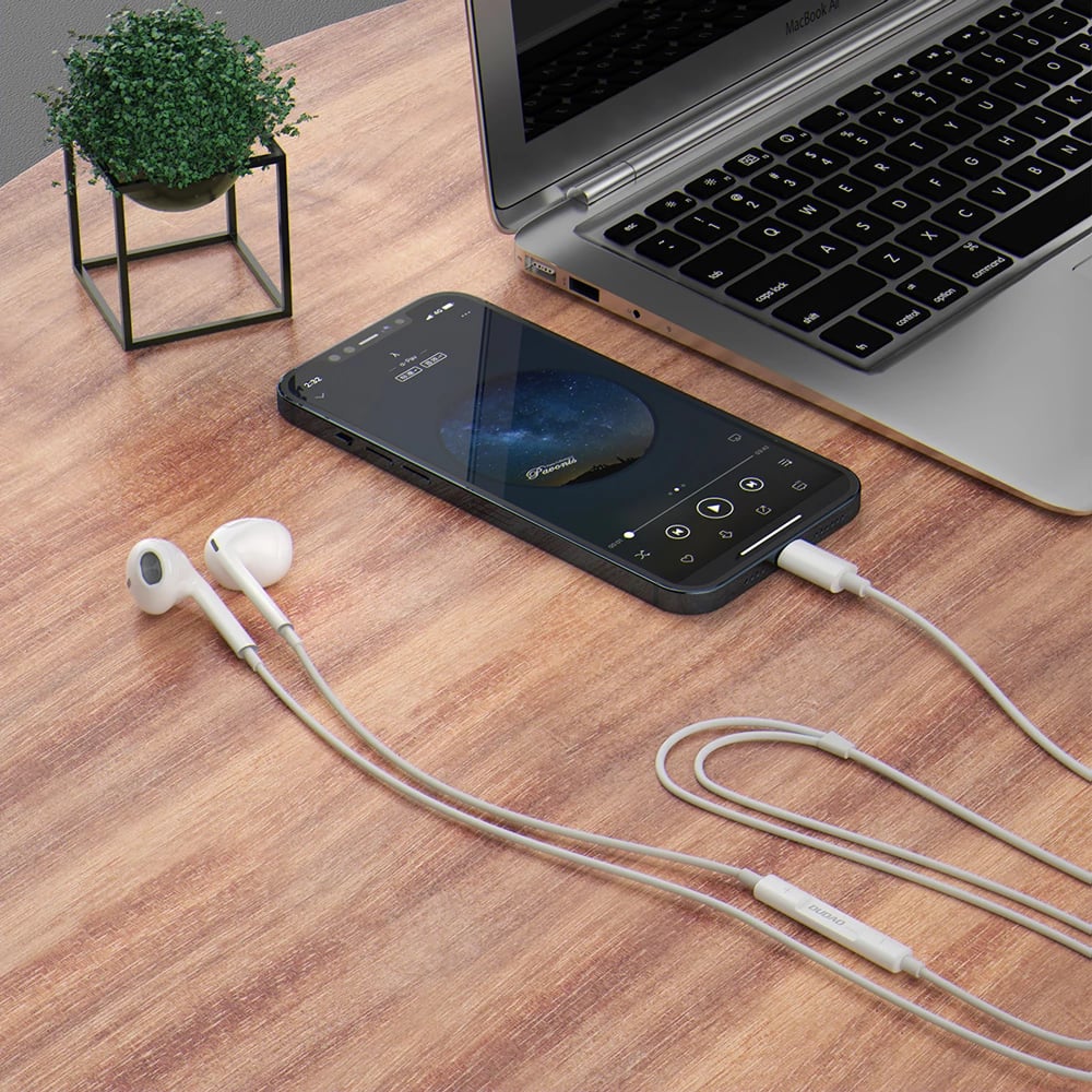 Kufje in-ear Dudao X14PROL-W1 me kabllo, Lightning, të bardha