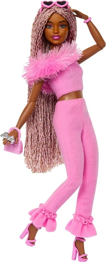 Kukull mode Barbie Deluxe Style #4, MATTEL, 1282972, jumpsuit rozë, flokë të gërshetuara rozë-kafe