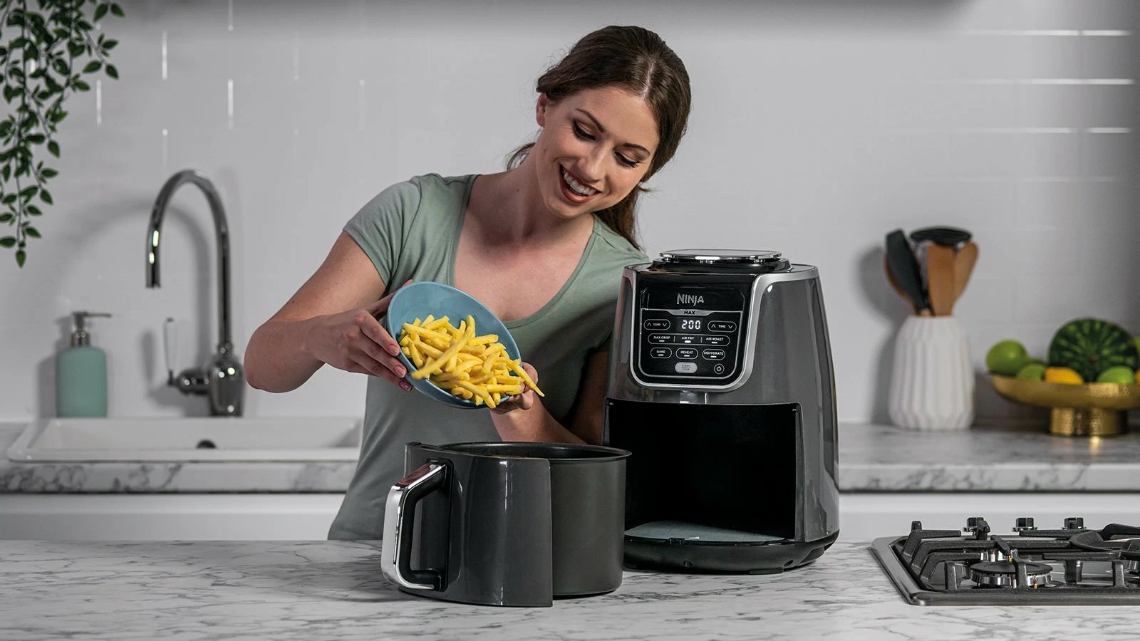 Fritezë me ajër të nxehtë Ninja AF160, 5.2 L, Gri
