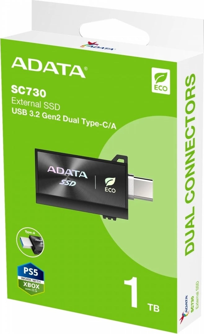 SSD i jashtëm Adata SC730, 1TB, USB 3.2C/A, i zi