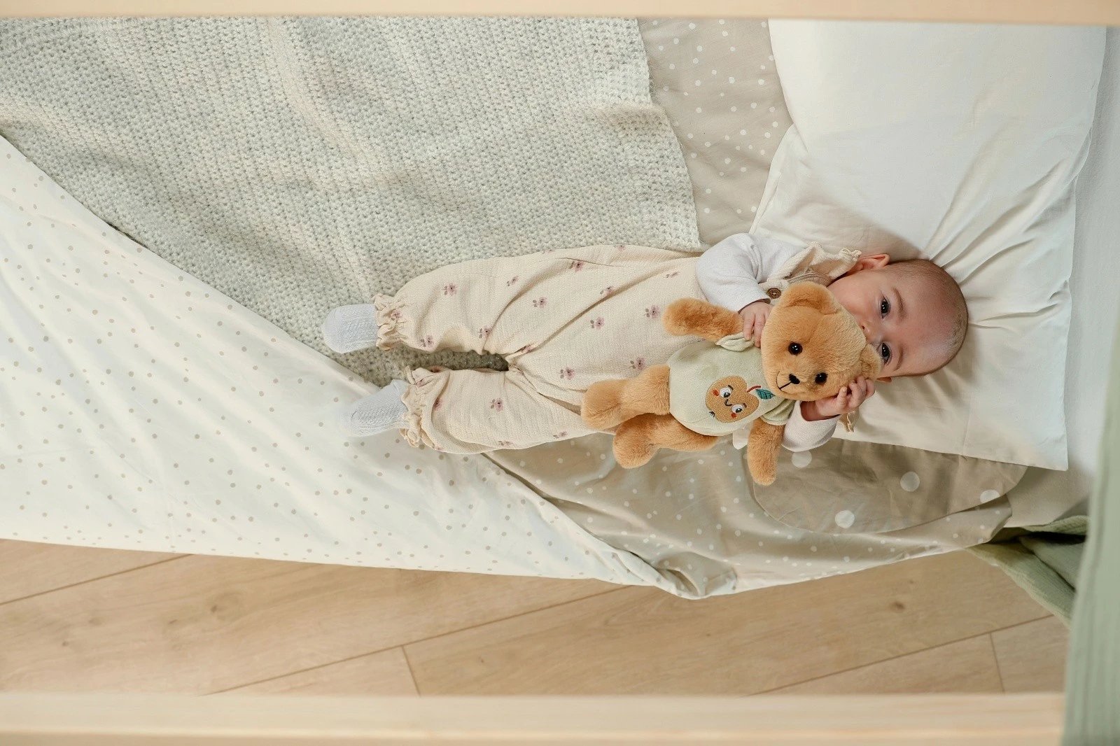 Ari pelushi, Baby Born, Teddy 839225-116725, 26 cm, i butë për foshnje 0+, i larshëm 30°C, bezhë