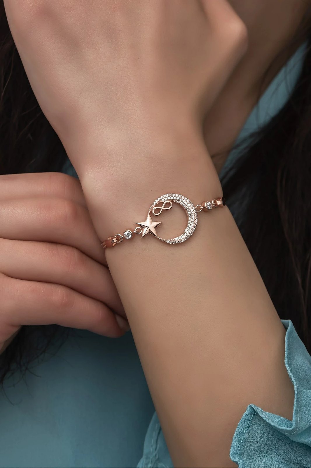 Byzylyk argjendi Jumeon, ngjyrë rozë e artë dhe e bardhë, NRZ99288