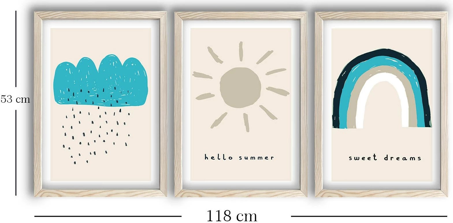 Set pikturash dekorative MDF me kornizë, 3 copë, Wallity, 3P3853KCT-002