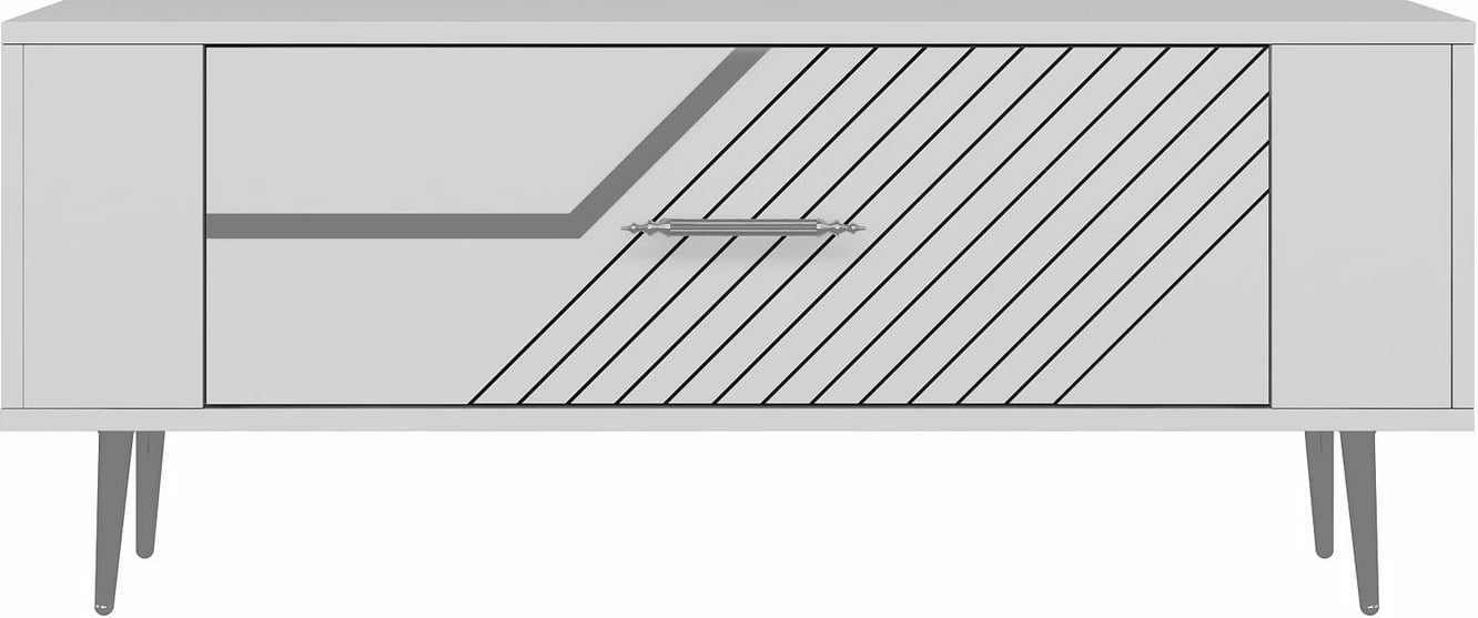 Komodë TV moderne, ngjyrë e bardhë dhe argjendtë, Skye Decor Retrolp5