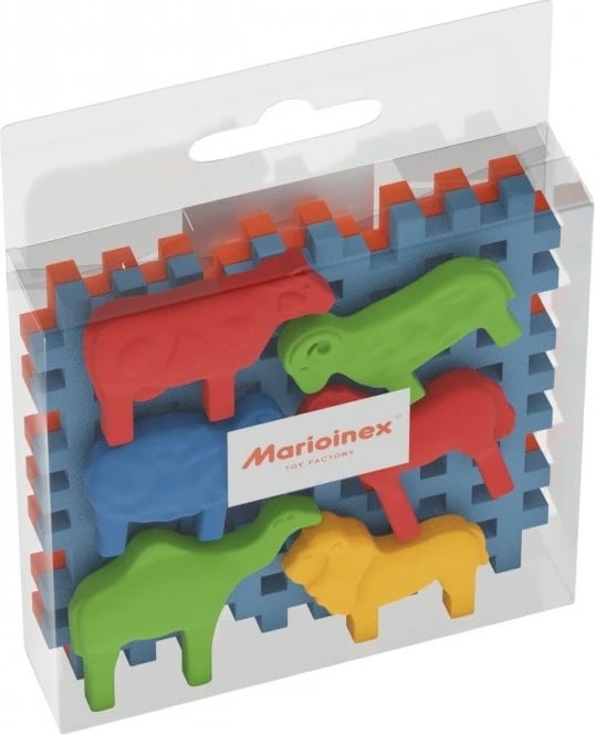Set lodrash ndërtimi Marioinex Mini Waffle Blocks Animals me bazë, 8 pjesë, shumëngjyrëshe