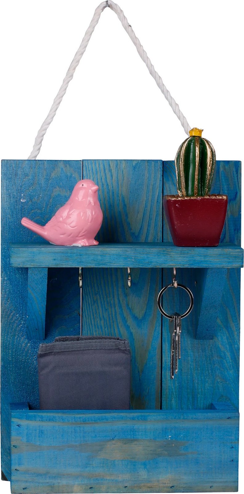 Mbajtës çelësash prej druri, Aberto Design, 214-M, ngjyrë blu