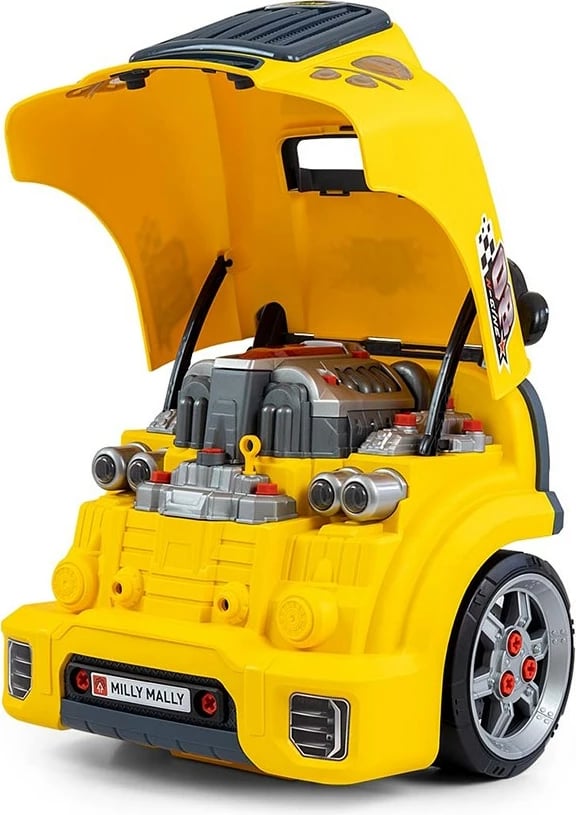 lodër edukative mekaniku, Milly Mally N-GINE, 56 pjesë, efekte dritë/tingull, 3xAA, 3+, e verdhë